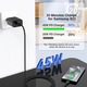 USB-C зарядно устройство, Hggzeg, мрежово зарядно устройство, 45 W супер бързо зарядно устройство, с 1 м кабел, универсално съвместимо със Samsung, iPhone и други устройства с вход тип C, пластмаса, 9 x 5,4 x 3,2 cm, черно