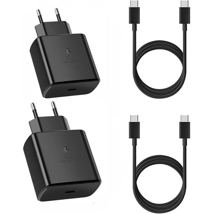 USB-C töltő, Hggzeg, hálózati töltő, 45 W-os szupergyors töltő, 1 m-es kábellel, univerzálisan kompatibilis a Samsung, iPhone és más eszközökkel C típusú bemenettel, műanyag, 9 x 5,4 x 3,2 cm, fekete