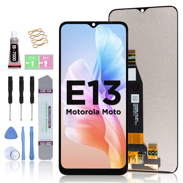LCD дисплей за Motorola Moto E13 Сензорен екран LL TRADER Подмяна на екрана Висококачествен черен с инструменти за ремонт