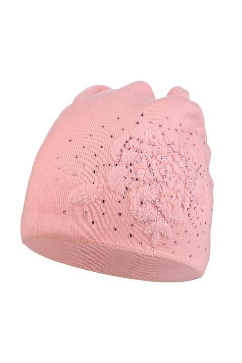 Caciula dama cu zirconiu, Moraj, roz, one size