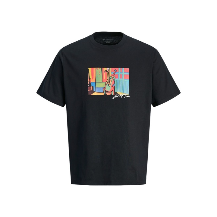 Tricou JACK &JONES Manchester Cubism 39246, Negru