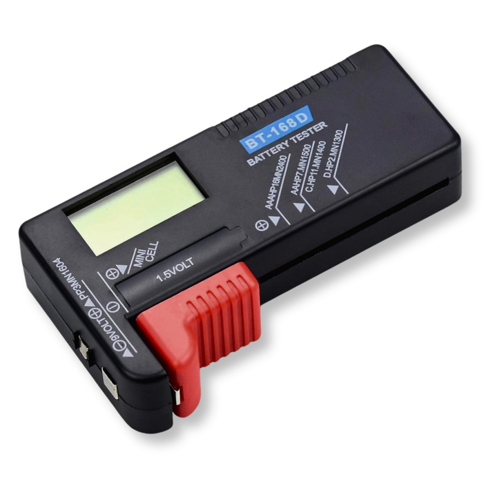 Tester universal pentru baterii si acumulatori LCD AA AAA C D 9V