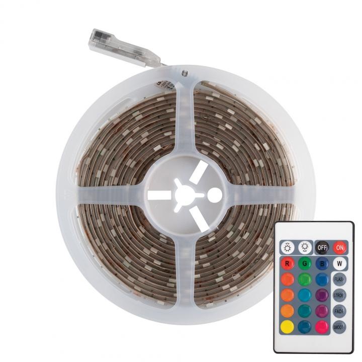 RGB LED szalag készlet, 5 m, 150x LED, IP44/IP20, 6500 K, 230 V~ 50 Hz / 12 V 2 A (adapter)