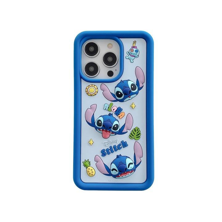 Husa protectie telefon Stitch, Silicon, Pentru iPhone 14 Pro, Multicolor