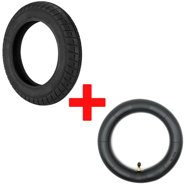 Kit roata spate Xiaomi - Anvelopa WANDA V1 10x2" + camera 10x2" cu supapa curbata