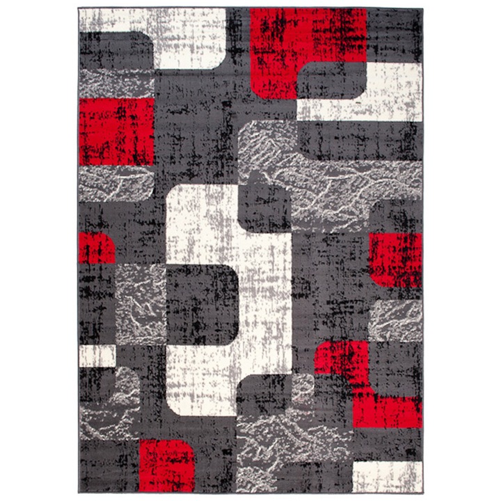 Covor, Tapiso, Dream, 200 x 300 cm, Cu Print Geometric, 1350 g/m², Inaltime 8 mm, Dreptunghi, Potrivit Pentru Panouri De Incalzire Prin Pardoseala, Usor De Curatat Si Manevrat, OEKO-TEX® Standard 100, Polipropilena, Rosu multicolor