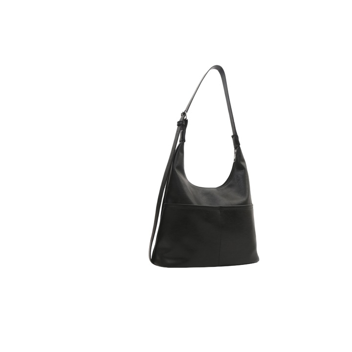 Geanta tote din piele ecologica neagra LOILERIE, dimensiuni 30x23.5x13cm, cu un compartiment principal, curea ajustabila 59cm