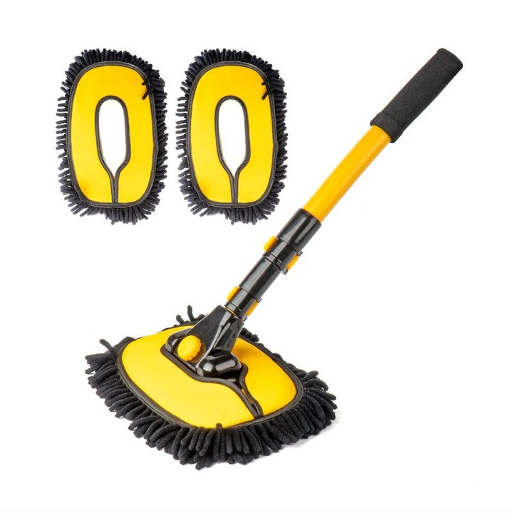 Perie spalat telescopica 46-100cm, perie 20cm, cu 3 huse de rezerva, 04333 Amio