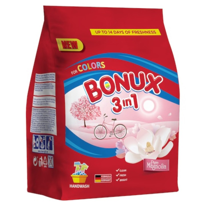 Bonux 3 az 1-ben színes Magnolia kézi mosószer, Magnolia, 7 mosás, 400 g
