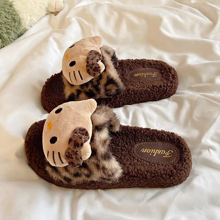 Leopard-print papuci pucoase femei toamna si iarna papuci draguti de bumac pentru femei(ALB Uni Bumbac 40-41 EU 40-41 EU)