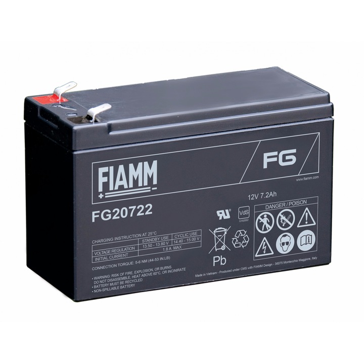 FIAMM FG20722 12V 7,2Ah ipari savas ólomakkumulátor szünetmentes tápegységekbe