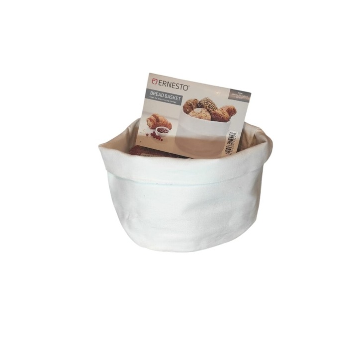 Cos Servire Paine Ernesto, 20 cm x 20 cm x 30 cm, Bumbac 100%, Alb