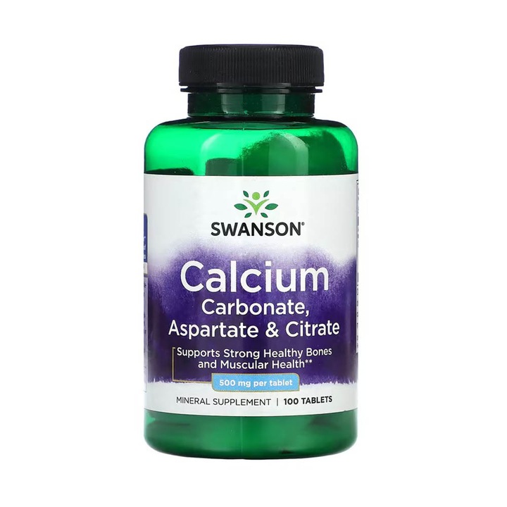 Triple Calcium (Carbonate, Aspartate, Citrate) 500 mg, Swanson, 100 tablete SW862