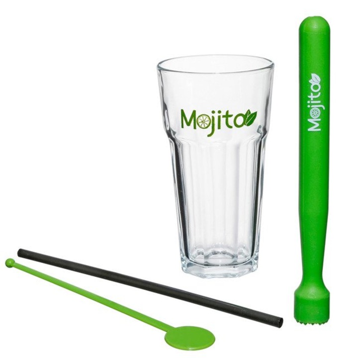 MOJITO poharak, 13 elemes készlet, mojito ital, poharak hideg italokhoz