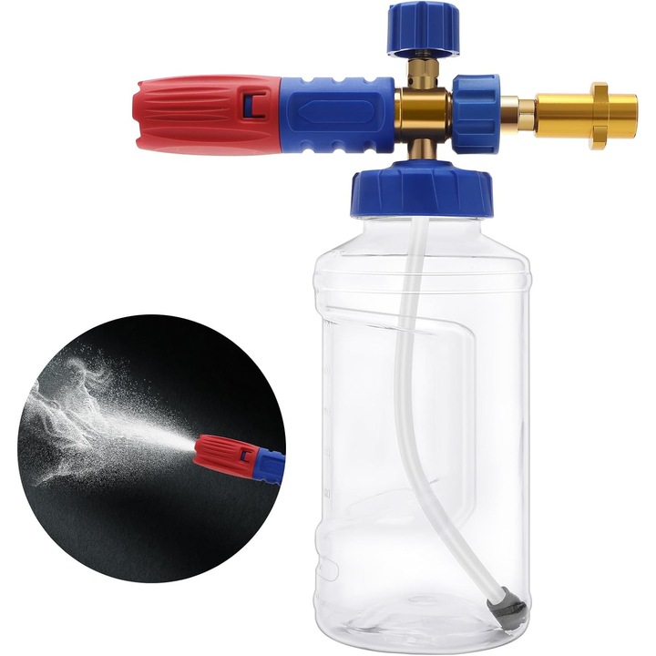 Lance spumare compatibila aparate Karcher, profesionala, duza reglabila, consistenta spuma ajustabila, capacitate de 1 litru, durabila, multifunctionala