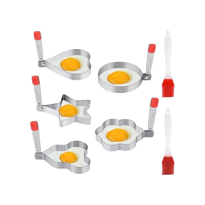 Set 5 Modele pentru Oua Prajite din Otel Inoxidabil, Amabur - I2P3