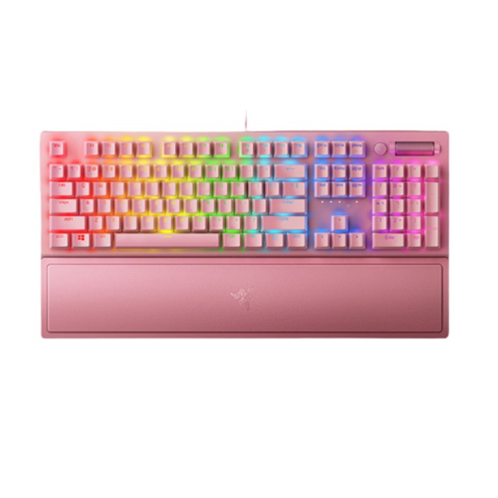 Tastatura, Vaduva Neagra V3, Spider v3, Tastatura mecanica de joc colorata, Axa verde cristal roz(Roz Gaming)