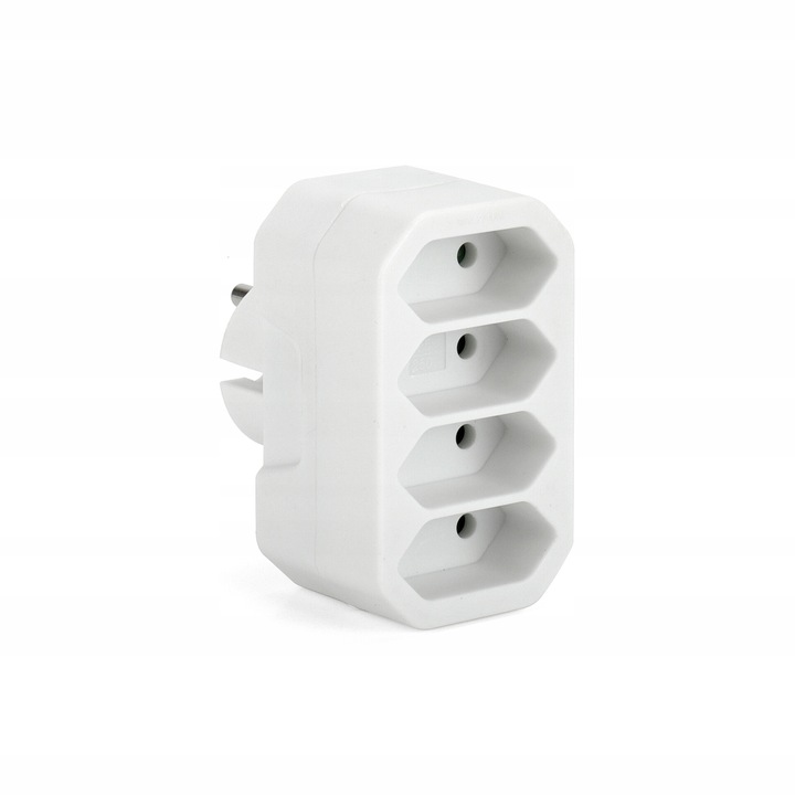 Адаптер за контакт, Montis, Electrica, 230 V, Пластмаса, Видим, 4 гнезда, Бял