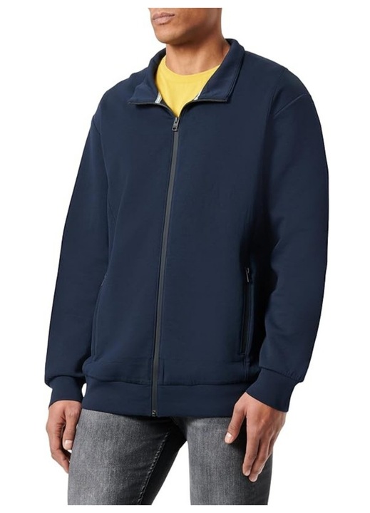 Bluza barbati big sizes cu fermoar, croiala Regular fit, s.Oliver Big Sizes, Bleumarin