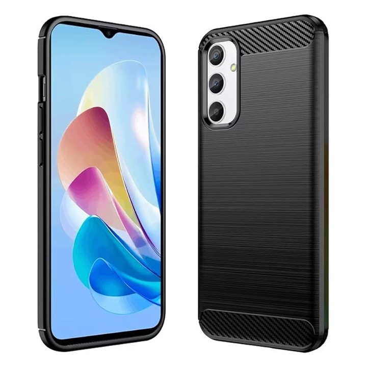Husa Carbon Resistance pentru Samsung Galaxy A16 5G / 4G, OPTIM SOLUTION, Optimizare Anti-Soc, Long Term Case, Negru
