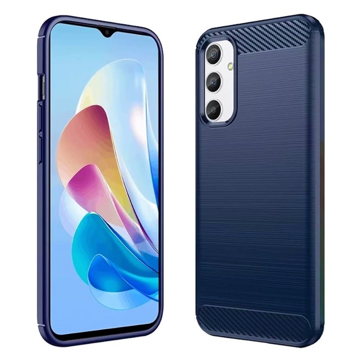 Szénálló tok Samsung Galaxy A16 5G / 4G telefonhoz, OPTIM MEGOLDÁS, szilícium TPU jobb védelem, szálas kialakítás, ütésálló optimalizálás, hosszú távú tok, kék