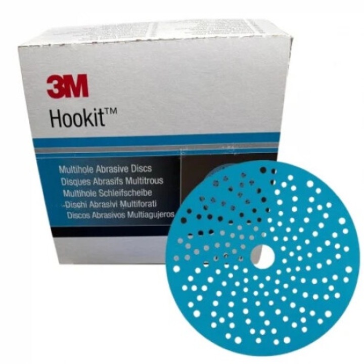 3M 51375 -Discuri Blue Hookit Multihole 325U, P 180, pachet 100 buc