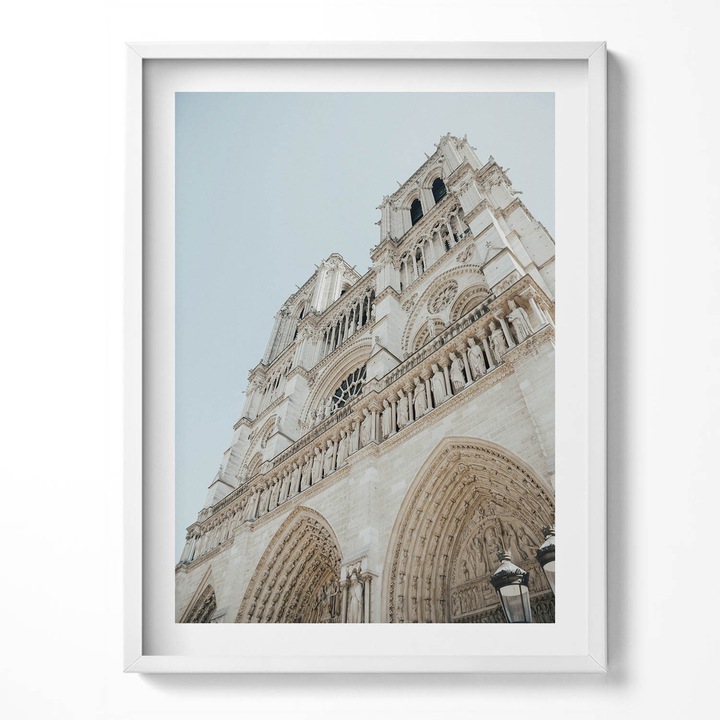 Tablou Inramat, Wallfluent, Catedrala Notre Dame Paris Franta, Rama alba, 60x80 cm, 010330010090100281117