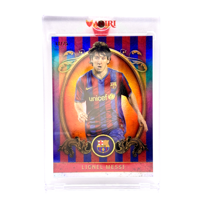 Cartonas de fotbal Topps Lionel Messi 18 din 25 din colectia 2024 Topps FC Barcelona Team Set - ORANGE Nr. VB-4 FC Barcelona