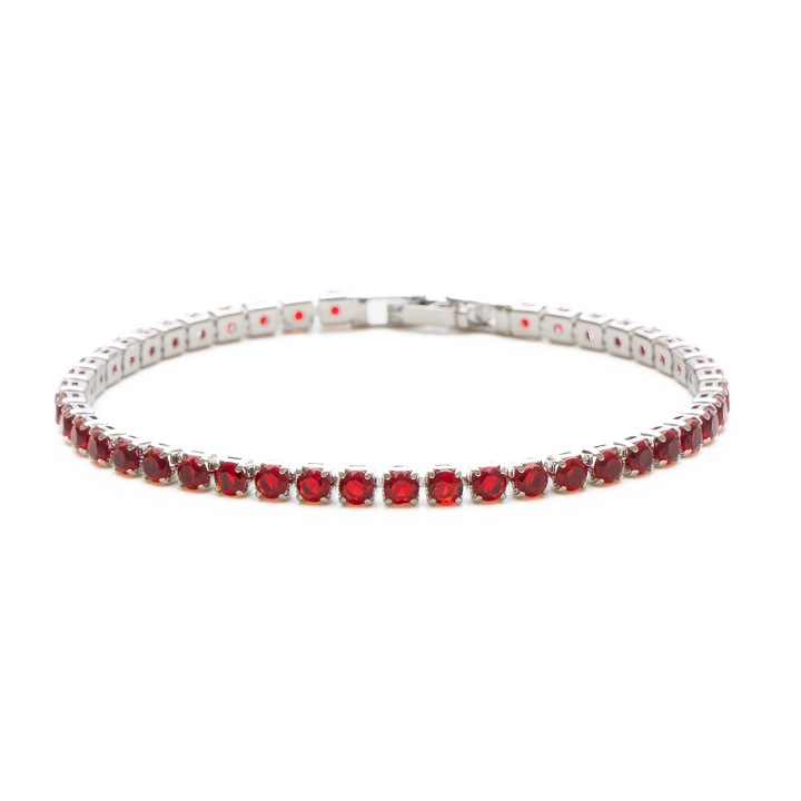 Bratara Tennis Argintie Rosu Rubin
