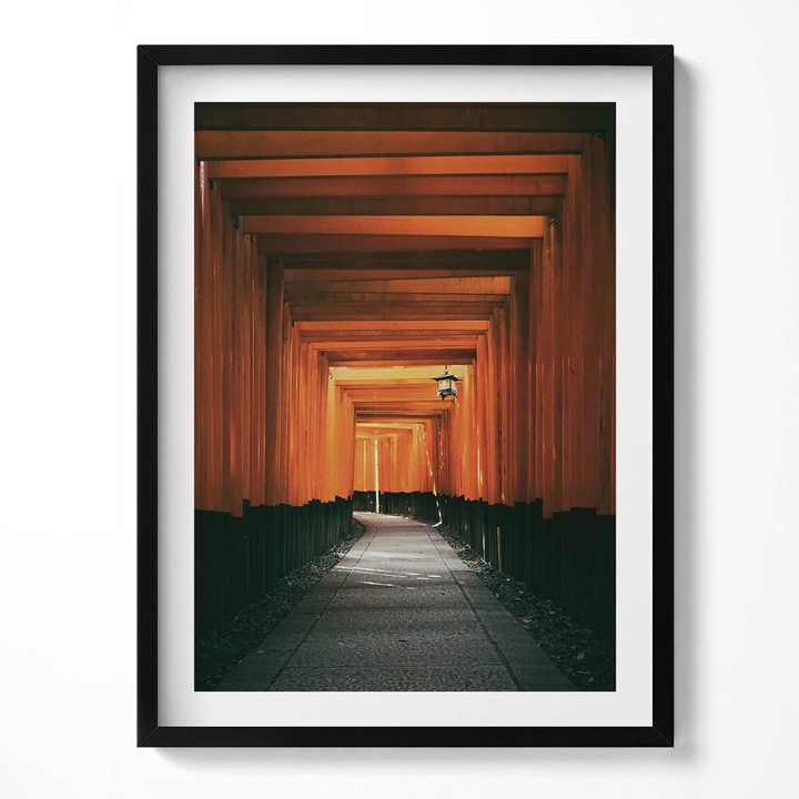 Tablou Inramat, Wallfluent, Calea traditionala prin poarta torii, Rama negru, 60x80 cm, 010330010090200281132
