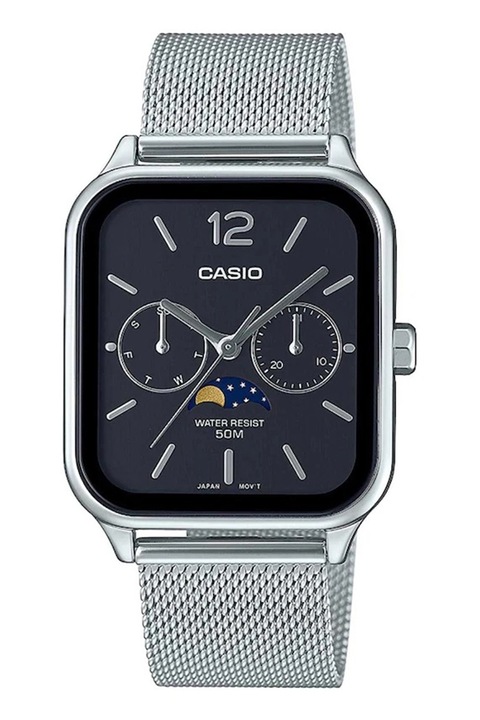 Casio, Унисекс часовник с мрежеста верижка..., Сребрист