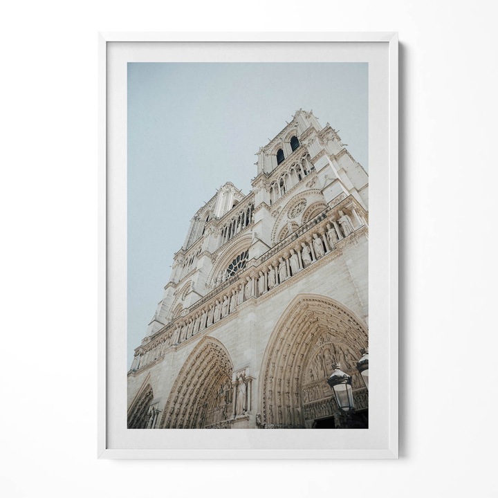 Tablou Inramat, Wallfluent, Catedrala Notre Dame Paris Franta, Rama alba, 70x100 cm, 010330010150100281117