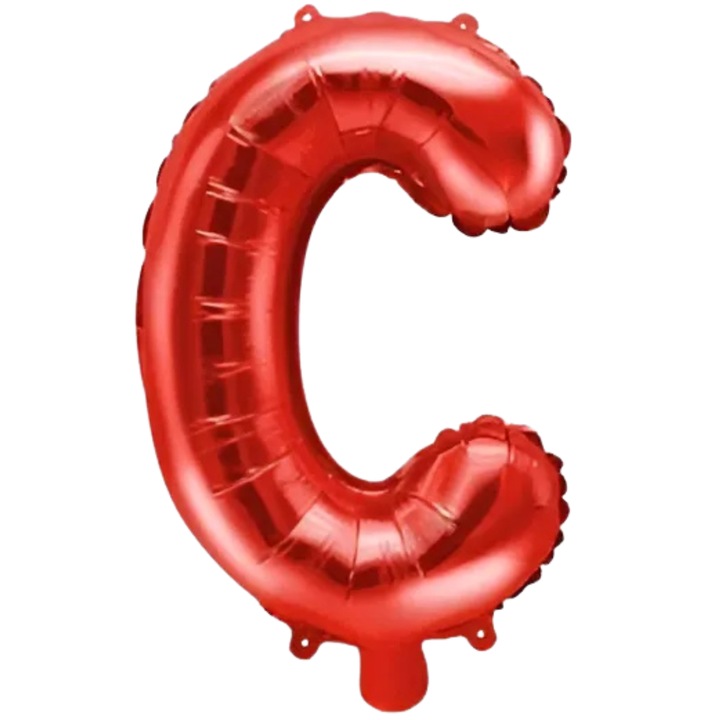 Фолиев балон SDEPOT®, червен, във формата на буквата С, 40 см