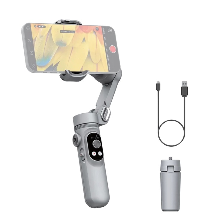 Smart X Pro Gimbal стабилизираща система, с 3 оси, статив, висока автономност, включена батерия, следва лицето и тялото, специално приложение, съвместимо с Android и IOS
