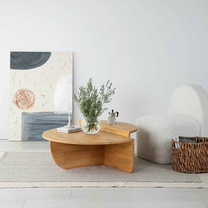 Комплект 2 холни маси от дърво, Podium Oak, Д90xШ60xВ30 см