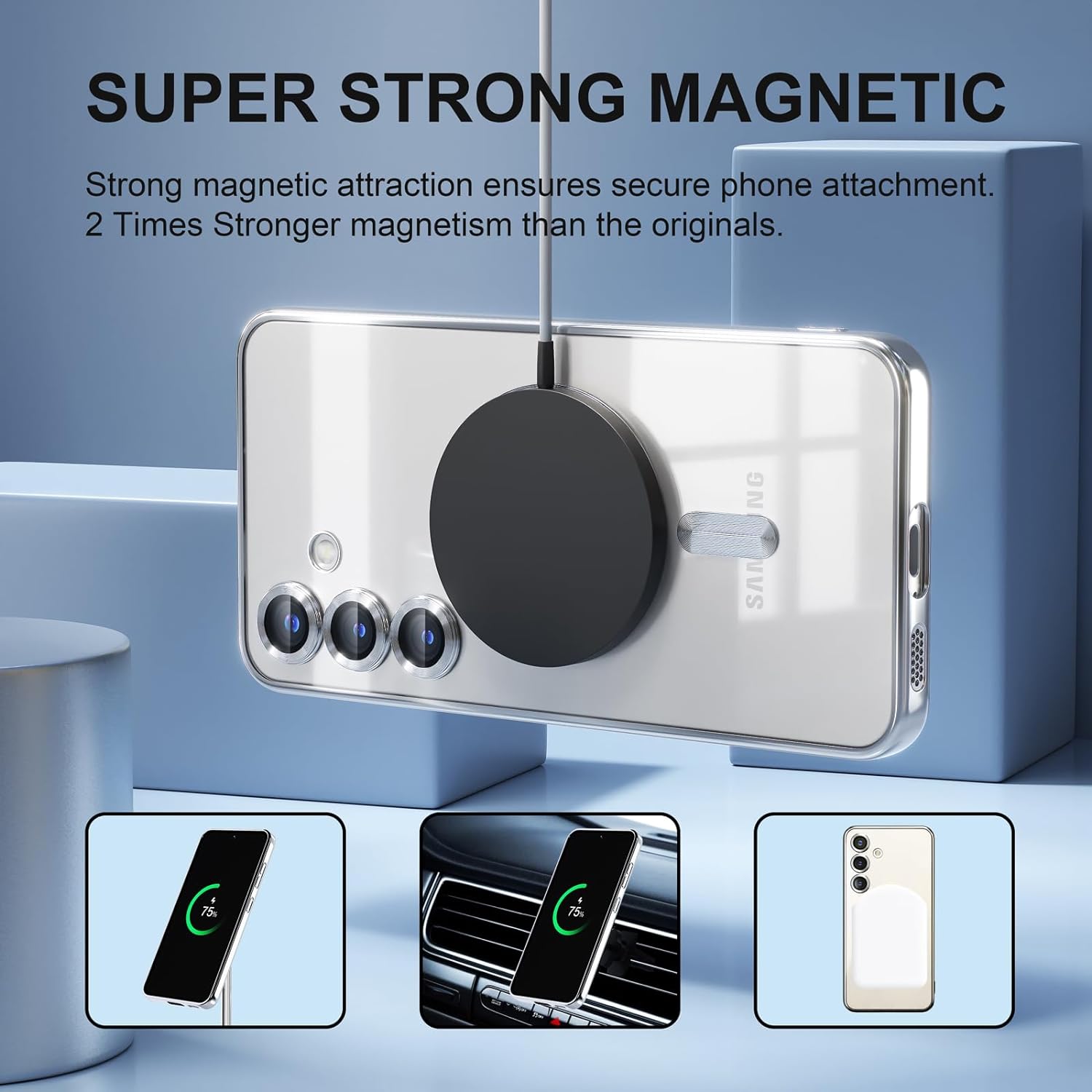 Husa din silicon Ultra-Soft cu margini metalizate, Luxury Magsafe, compatibila cu Samsung S24 Plus / Argintiu