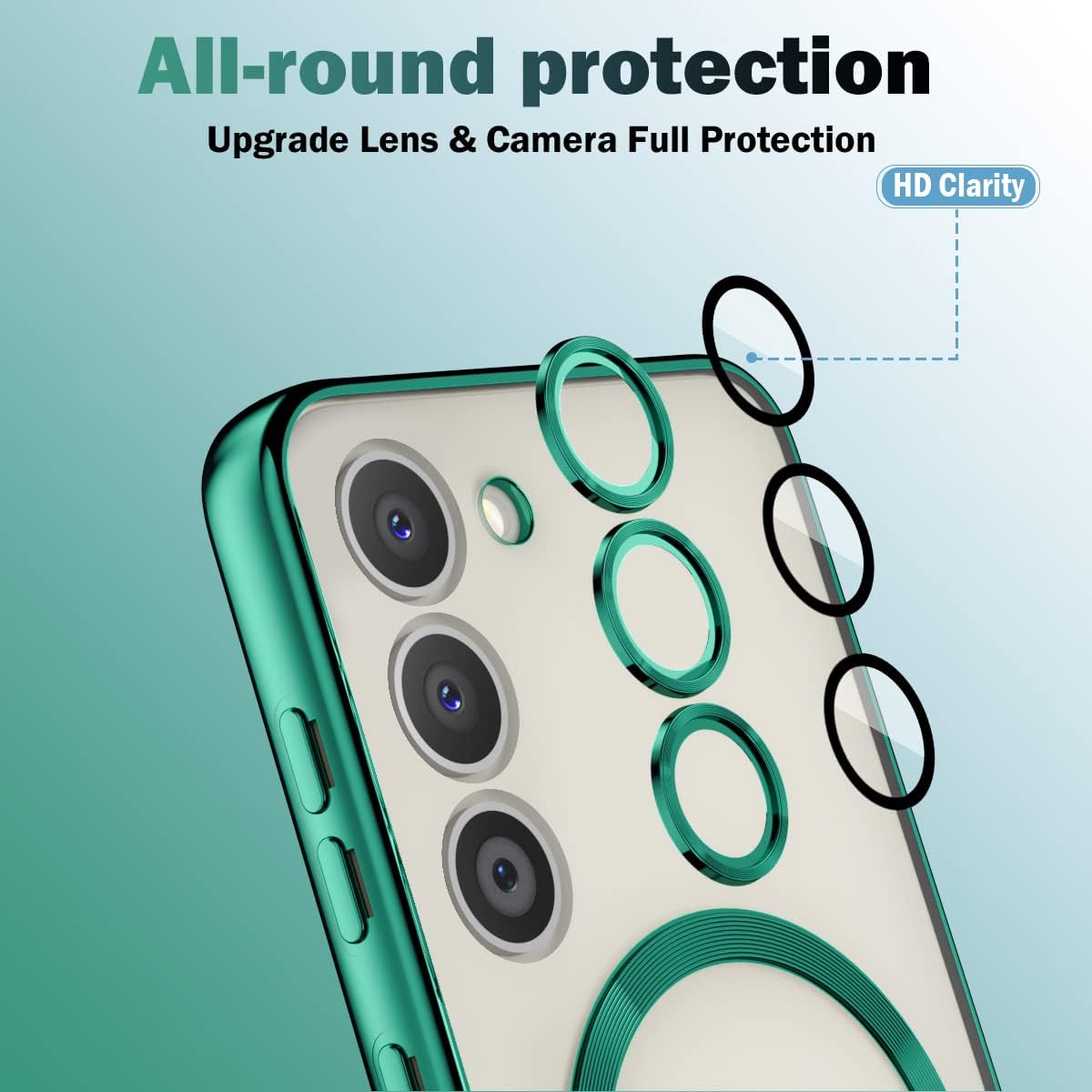 Husa din silicon Ultra-Soft cu margini metalizate, Luxury Magsafe, compatibila cu Samsung S24 / Verde