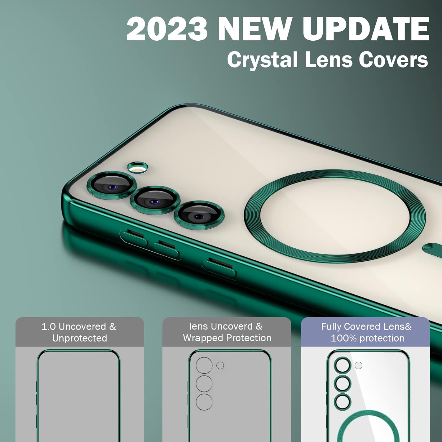 Husa din silicon Ultra-Soft cu margini metalizate, Luxury Magsafe, compatibila cu Samsung S24 / Verde