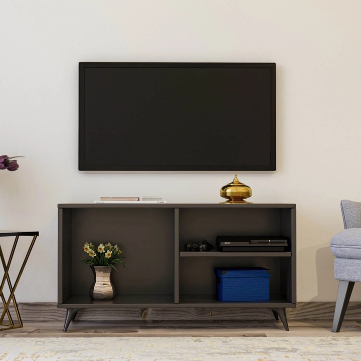 Comoda TV din pal, Zisino Antracit, l100xA35xH54 cm