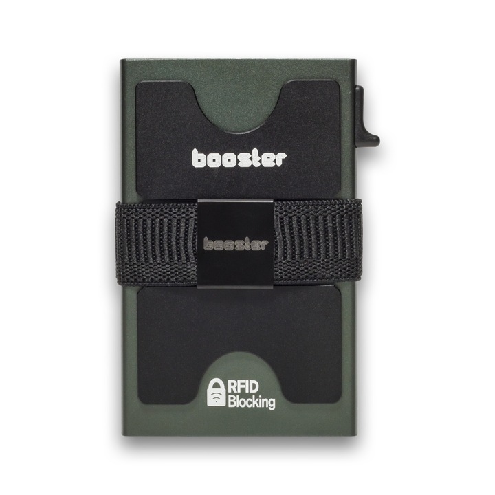 Vékony alumínium Booster pénztárca férfiaknak, strapabíró, bővíthető hátlap, minimalista fém előugró pénztárca RFID-blokkolással, 12+ kártya tárolására alkalmas, plusz készpénz