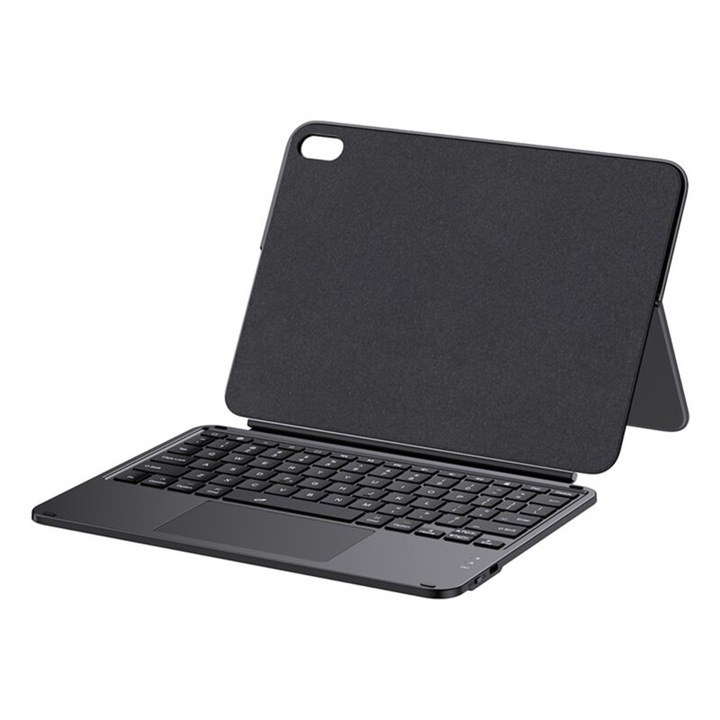 Husa de protectie flip cover pentru tableta compatibila cu Apple iPad 10.9" 2022, Brilliance, tastatura magnetica detasabila, tip stand, piele ecologica, Negru