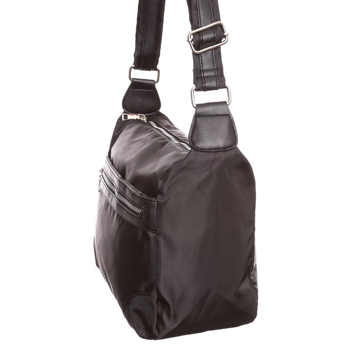 Дамска чанта, Hernan Bag's Collection, черна, найлонов текстил, 29 x 24 x 15 cm