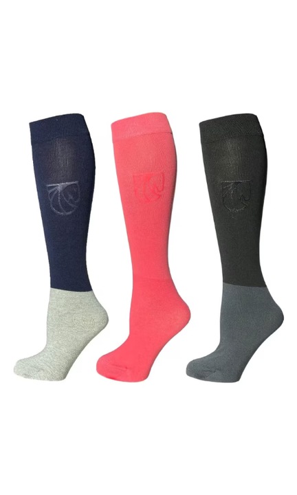 Комплект от 3 чифта чорапи, Pramoda, за жени и момичета, до коляното, черен, тъмносин и розов, Многоцветен, 36-40