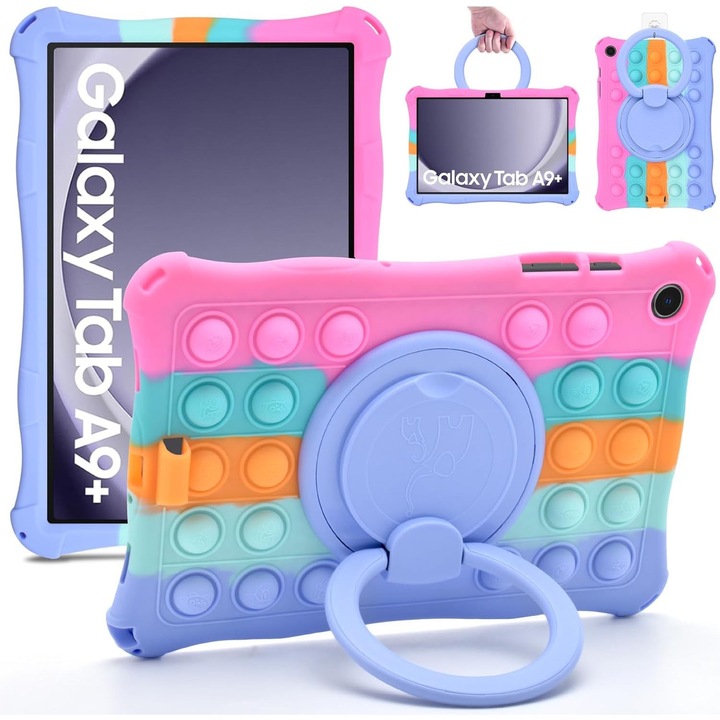 Калъф за таблет, OUYLAF, съвместим със Samsung Tab A9 Plus 8.7 инча, с въртяща се опора на 360°, многоцветен