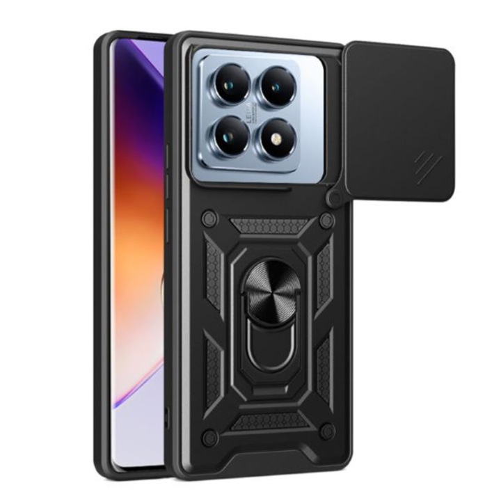 Противоударен калъф с пръстен и магнит съвместим с Xiaomi 14T/ 14T Pro, черен