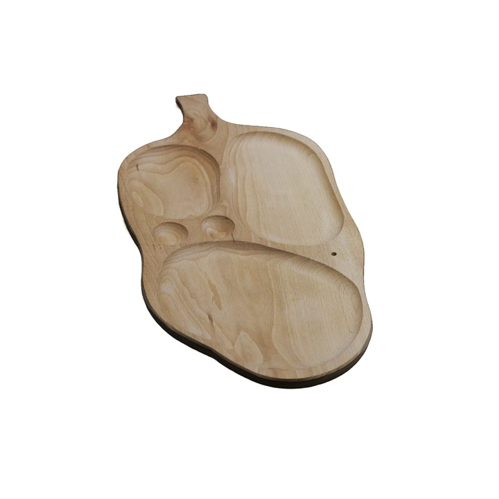Platou lemn tip Frunza, cu loc pentru condimente, ArtKer, Asimetric