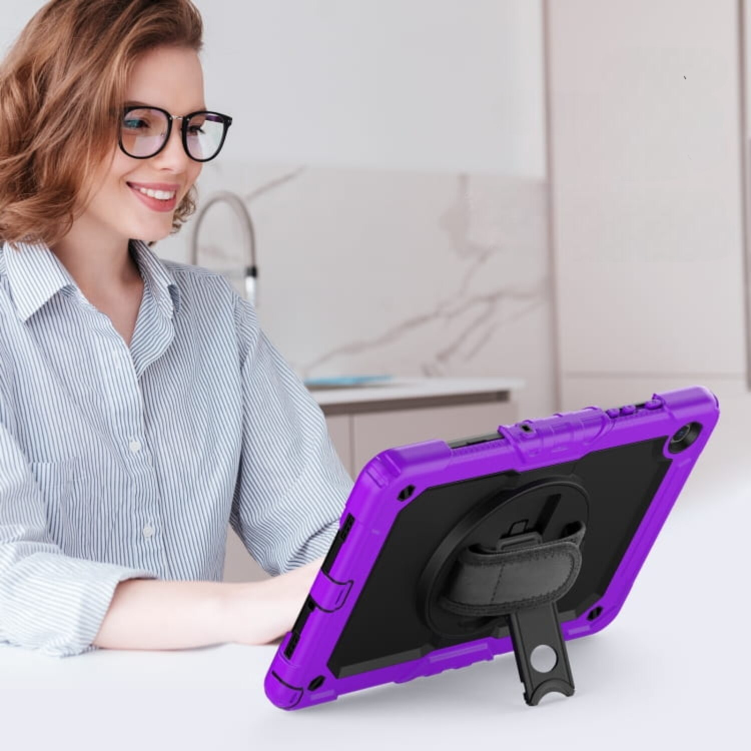 Husa protectie tableta, Pentru Samsung Galaxy Tab A7 T500, Negru/Mov