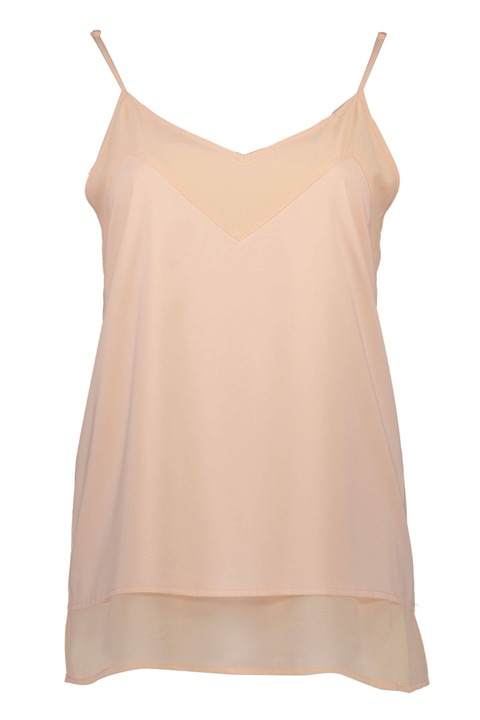 Потник Silvian Heach, бежов, тясно рамо, "V" деколте, 2XS INTL