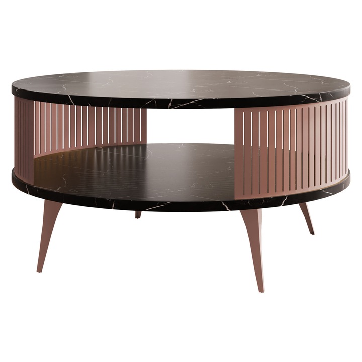 Masuta pentru cafea Mozimo Cupru, MIRJAN24, cupru / black pietra grigia, 75x75x44 cm