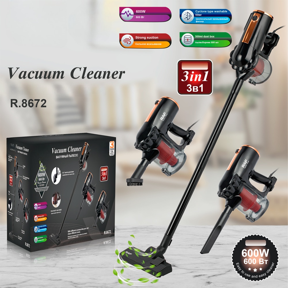 Aspirator, accesorii multifunctionale, capacitate 500ml, putere 600w, aspiratie 2000Pa, negru